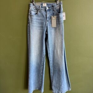 NWT Wash Lab Poppy Relaxed Straight Leg Denim Jeans Size 25 Medium/Light Wash